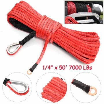 6mm x15m ynthetic Winche Tow Rope Winch Rope Cable Line With Hook 7000LBS For ATV UTV Off-Road