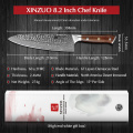 XINZUO 8.2" inch Chef Knife 67 Layers Damascus VG10 Stainless Steel Santoku Kitchen Knife Natural Damascus Veins