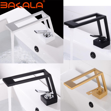 Luxury Bathroom Faucet Hollow design Bathroom Basin Faucet Cold & Hot Water Mixer Sink Tap Single Handle Deck Mounted Black Tap