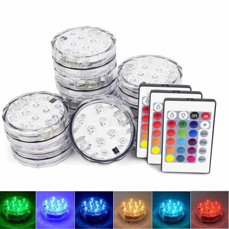 Swimming Pool Lighting Underwater LED Night Light RGB Submersible Fishing Pool Light For Outdoor Vase Party Garden Decoration