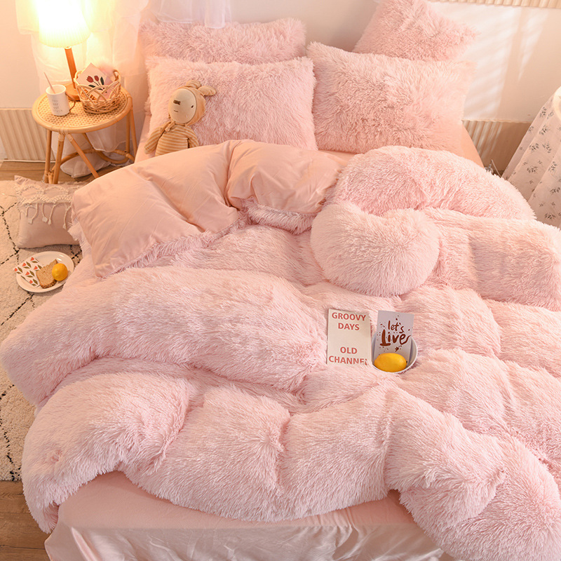 Bedding Set Luxury Winter Warm Plush Family Set (Duvet Cover + Bed Flat Sheet + Pillow Case) Kids' Room Decoration