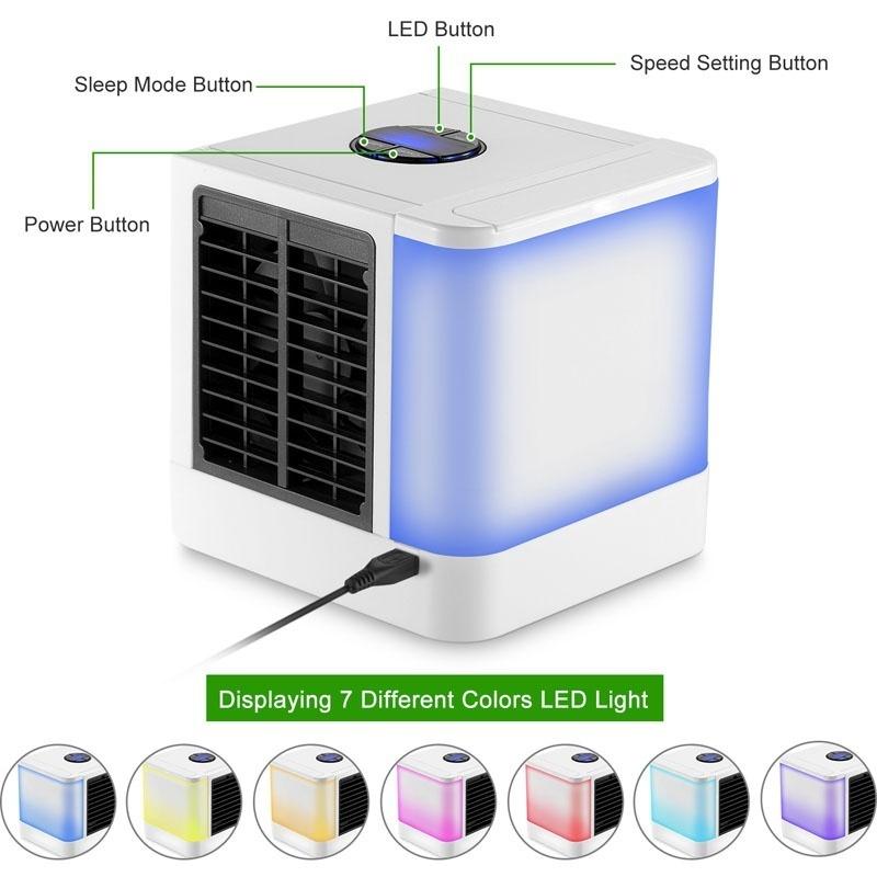 NEW Premium Air Cooler & Humidifier Portable Air Conditioner mini fans Air Conditioner Device 7 color lights