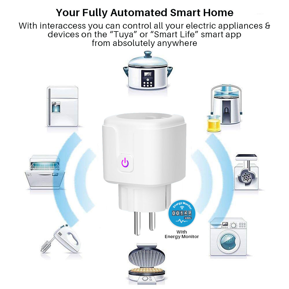 Wifi Smart Plug Socket EU 16A Power Monitor Timing Function Smart Life APP Control Work With Alexa Google Assistant 100-240V