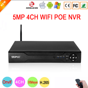 Remote Control Hi3536D XMeye Audio 48V Max 8TB H.265+ 5mp 4CH 4 Channel Face Detection Onvif IP WIFI POE CCTV DVR NVR