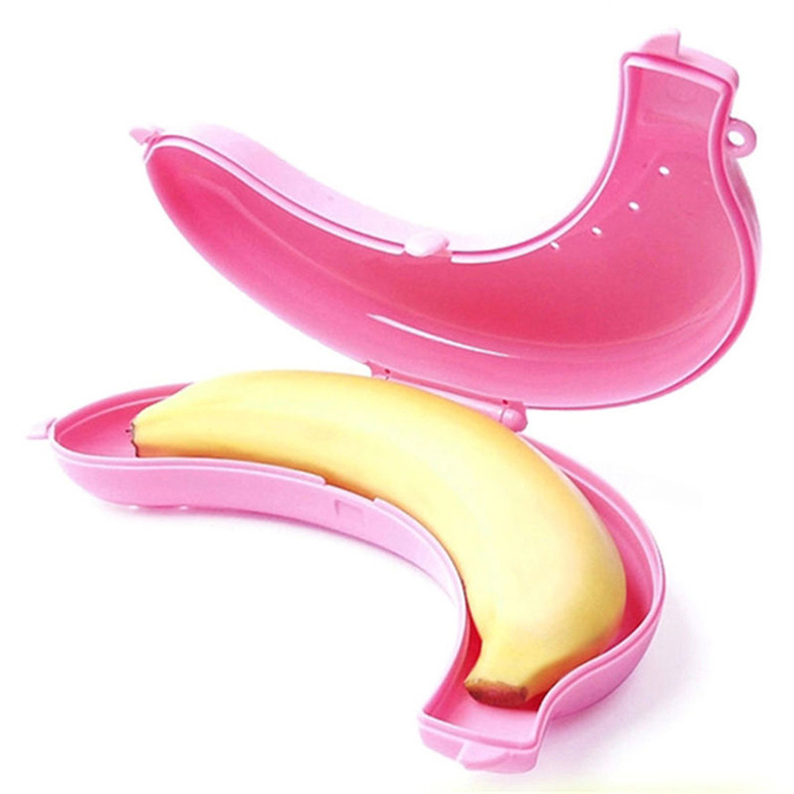 Cute 3 Colors Fruit Banana Protector Box Holder Case Lunch Container Storage Box kids fruit carry container candy snacks holder