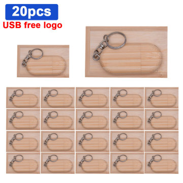 20pcs/lot Free custom logo wooden usb flash drive with box pen drive 64GB 32GB 16GB 4GB USB memory card pendrive personal gift