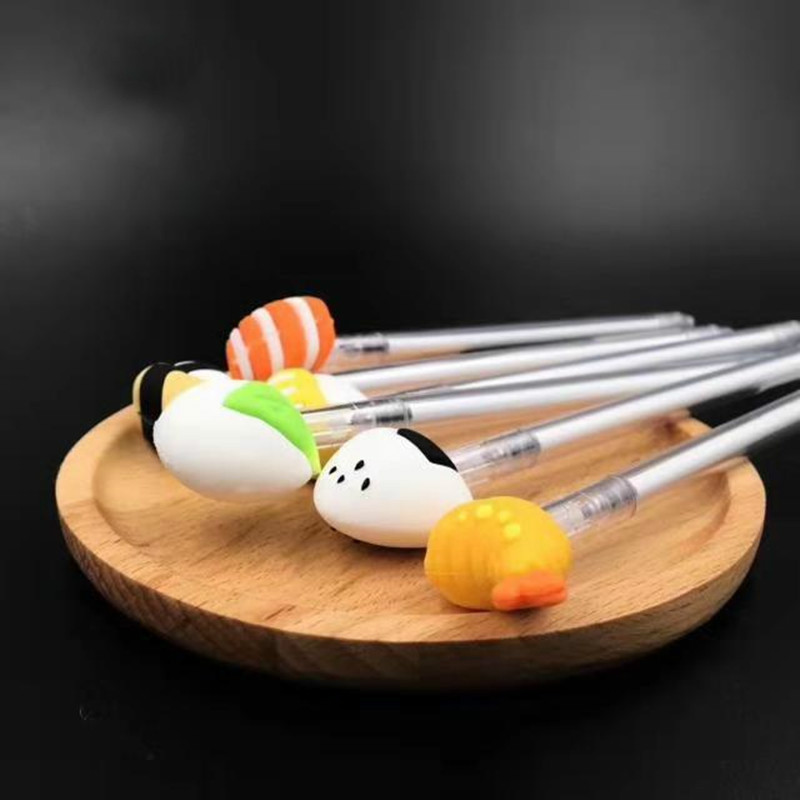 48PCS New Creative Sushi Silicone Gel Pens Student Lovely Sushi Platter Signature Pen Office Stationery Water Pen
