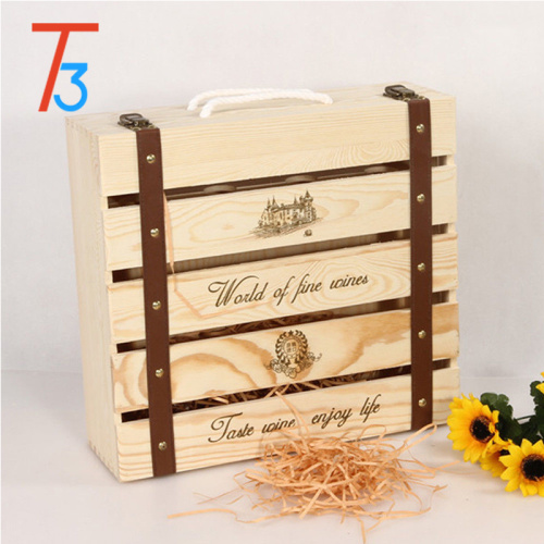 Supply Wholesale Unfinished Wooden 4 Bottle Wine Boxes with High Quality