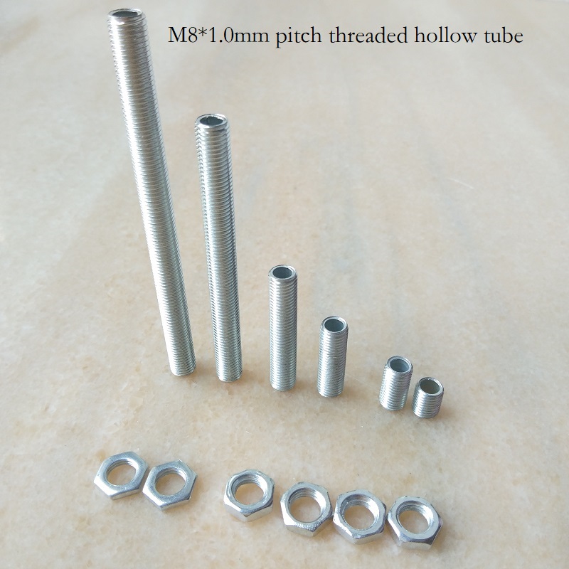 10pcs/lot M8 Lamp Screw Bolts Tooth Tube 8MM Diameter Zinc Alloy M8 Male Thread hollow Tubes Lighting Accessories Free Shipping