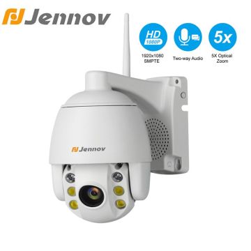 Jennov 5XZOOM PTZ IP Camera 1080P 2MP Two Way Audio Outdoor Video Surveillance Camera Wifi Home Security Wireless Wifi Cameras