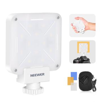 Neewer 12 SMD LED Bulb Mini On-Camera LED Video Light, LED Lighting CRI 95+ with Built-in Battery/USB Charging/Hot Shoe Adapter