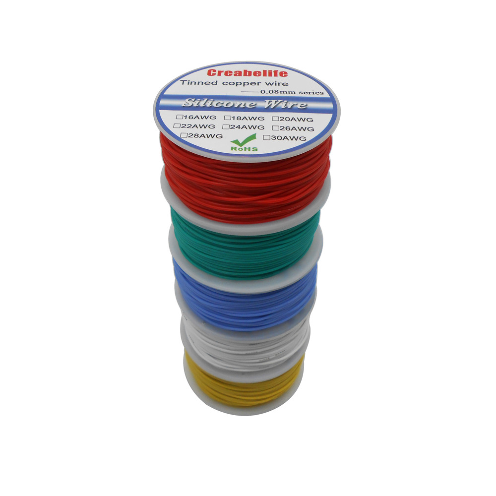 25m 20 AWG Flexible Silicone Wire RC Cable 20AWG OD 1.8mm Line 10 Colors to Select With Spool Tinned Copper Wire Electrical Wire