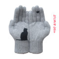 Ladies Woolen Gloves Autumn Winter Outdoor Warm thick Cat Printing cute Knit Thicken Mittens Full Finger Cycling Gloves #40