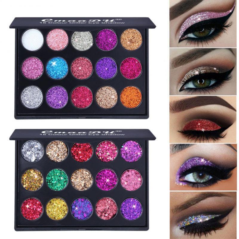 15 Colors Matte Eyeshadow Pallete Diamond Sequins Eye Shadow Shiny Women Shimmer Pearl Glitter Eye Shadow Powder Palette