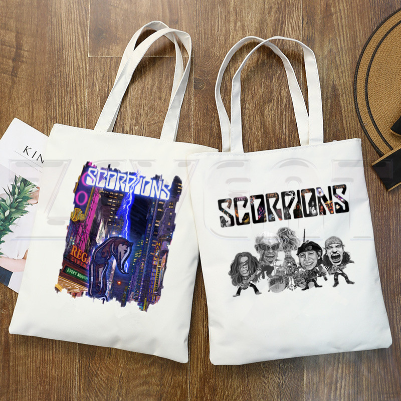 Scorpions Music Metal Rock Band Hip Hop Hipster Cartoon Print Shopping Bags Girls Fashion Casual Pacakge Hand Bag