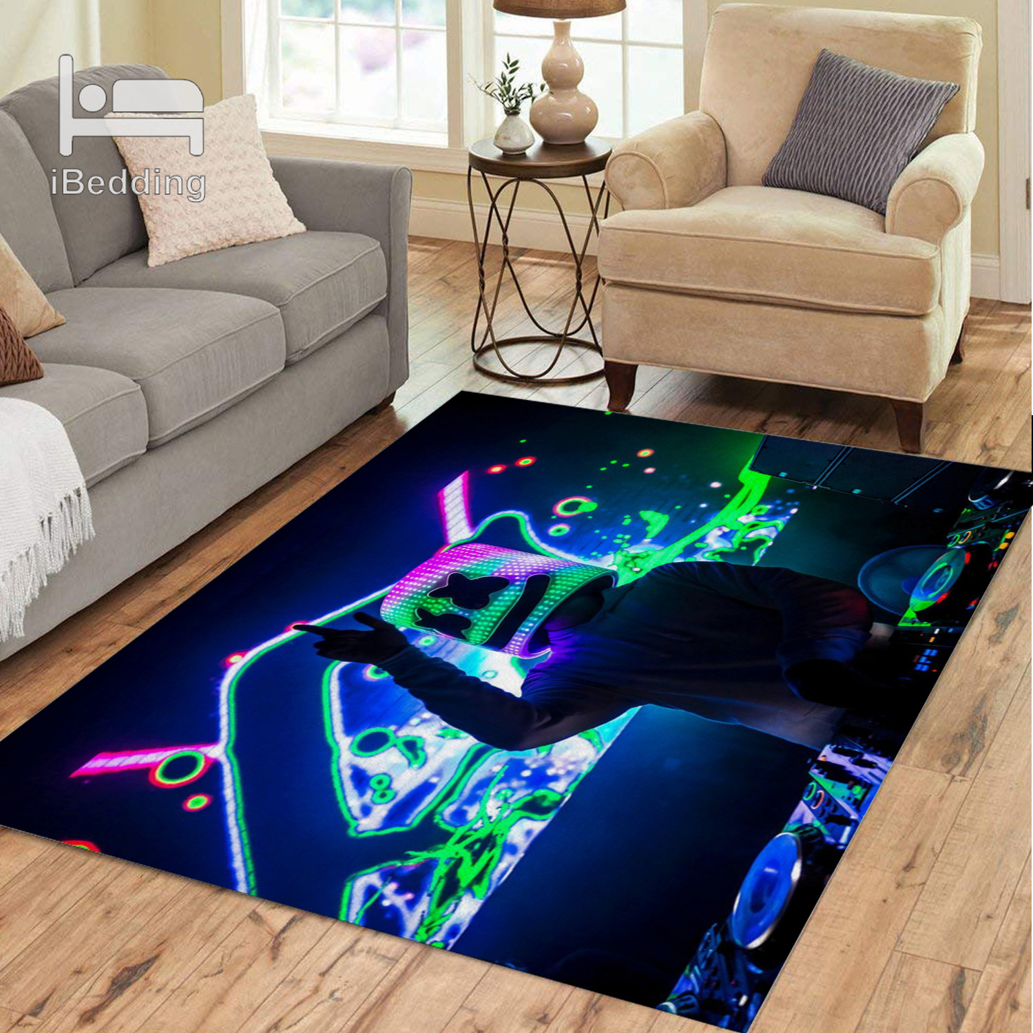 Hot DJ 3D Printed Rectangle Rug for Adult Yoga Mats Living Room Decorative