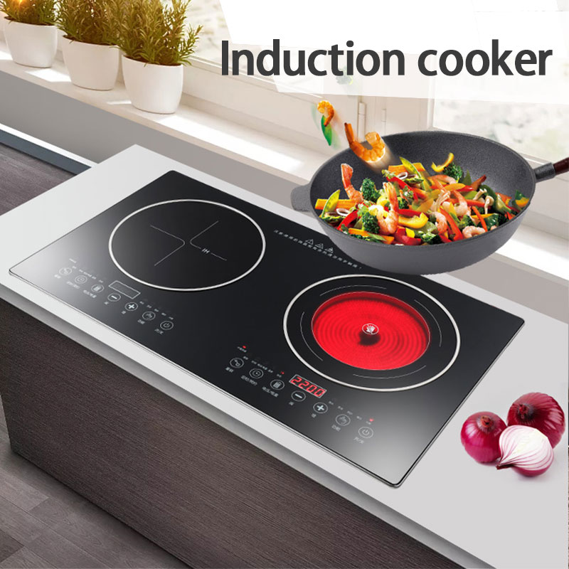 Built-in Panel Cooktop Double-burner Electric Cooktop Induction Cooker And Ceramic Cooker Double Stove Embedded Dual Use