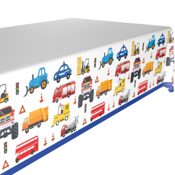 132*220cm Cartoon cars Tablecloth Construction vehicle party Disposable Table cover for kids happy Birthday Party Supplies 1pcs