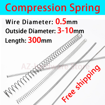 Compressed Spring Pressure Spring Wire Diameter 0.5mm, Outer Diameter 3mm-10mm, Length 300mm Release Spring Return Spring 1 Pcs