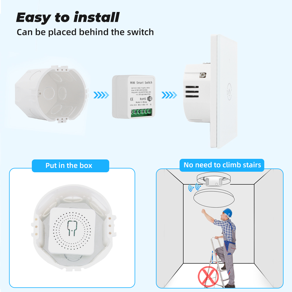 SMATRUL 16A 10A MINI Diy Tuya WiFi Smart Life Push Switch Light Supports 2 Way Control Module APP Voice Relay Google Home Alexa