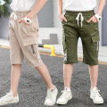 Kids Boys Shorts Children 2020 Summer Teenagers Boys Elastic Waist Cargo Shorts Khaki Beige Army Green Color Child Short Pants