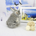 Cute Rabbits Plush Toys Fur Jackalope Lifelike Animal Easter Bunny Simulation Rabbit Toy Model Birthday Gift