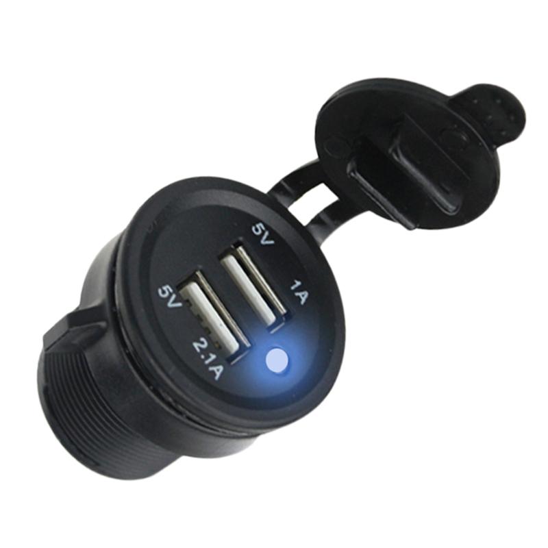 Car Charger With Cable Double USB Ports Modification Motorbike Scooter Car Modified Accessories Power Adapter Taking