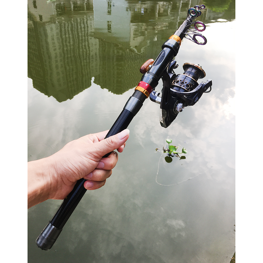 Ultralight Short Telescopic Fishing Rods Carbon Travel Fishing Rod and Reel Combo Set 1.8 - 3.6M Rod Reel Kit