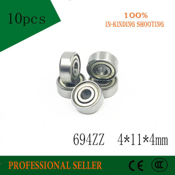 Free shipping 10pcs 694zz 694 ZZ 4*11*4mm deep groove ball bearings 4mm shaft miniature ball bearing 694-2Z