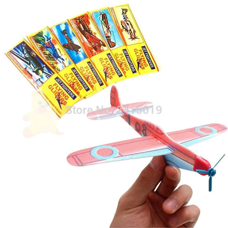 Free ship 48x DIY polystyrene world war 2 hand throw flying glider planes kids party toys games favors bag pinata stock fillers