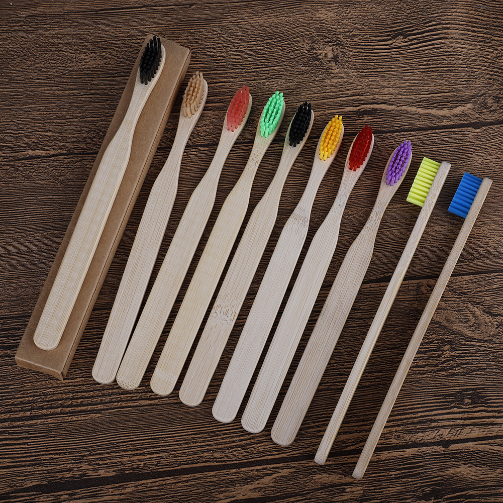 10pcs/Set Eco Friendly Bamboo Toothbrush Medium Bristles Biodegradable Oral Care Adults Teeth Cleaning Travel Toothbrushes