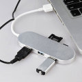 Aluminum Alloy USB HUB Card Reader Sliver