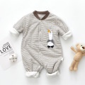 LZH Toddler Clothing Infant Romper 2020 Winter New Thick Long Sleeves Keep Warm Jumpsuit Striped Cute Cartoon Print Baby Romper