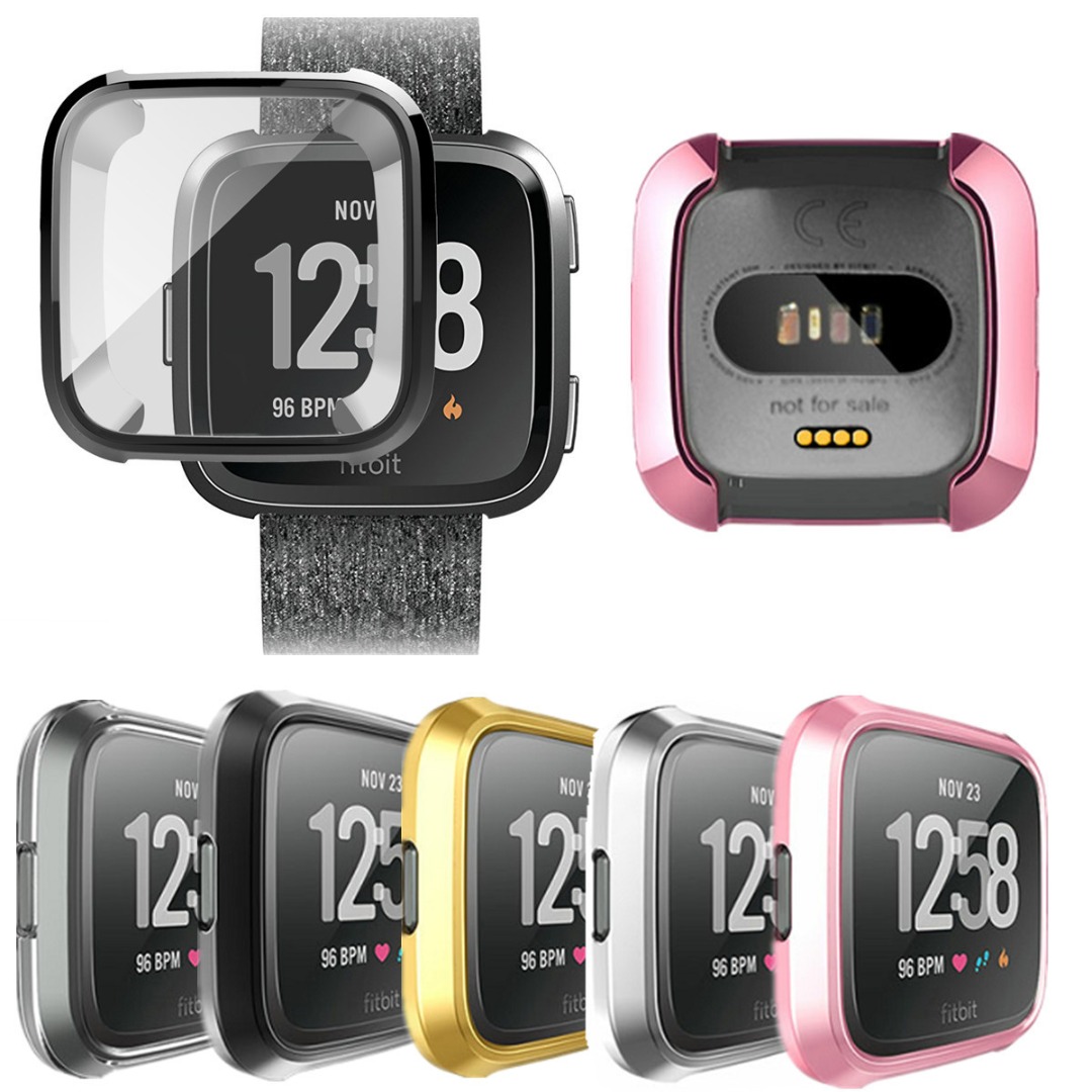 Watches Screen Protector Case For Fitbit Versa Full Frame Case Cover Slim TPU Replacement Watch Accessories For Versa Shell