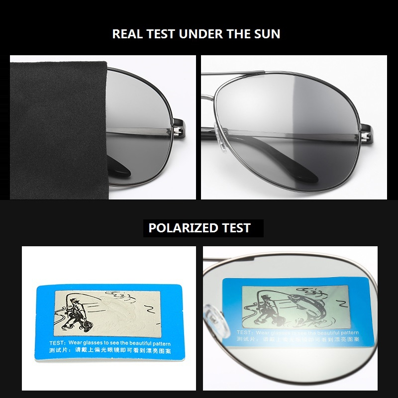 Photochromic Sunglasses Men Polarized Driving Pilot Chameleon Vintage Sun Glasses Women Male Change Color Day Night Vision UV400