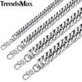 Trendsmax Rombo Link Men's Necklace Chain Stainless Steel Silver Color Tone 7/9/12/15mm KKNM163