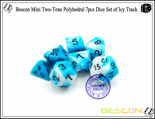 Bescon Mini Two-Tone Polyhedral 7pcs Dice Set of Icy Track-5