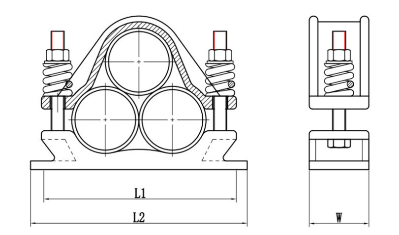 Aluminium Trefoil Cable Cleats Drawing