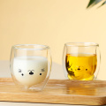 Creative Cute 2-Tier Glass Mug 280ml Anti-Scald Cartoon Animal Milk Juice Mug Office Coffee Cup Lady Cute Gift Cup Christmas Cup