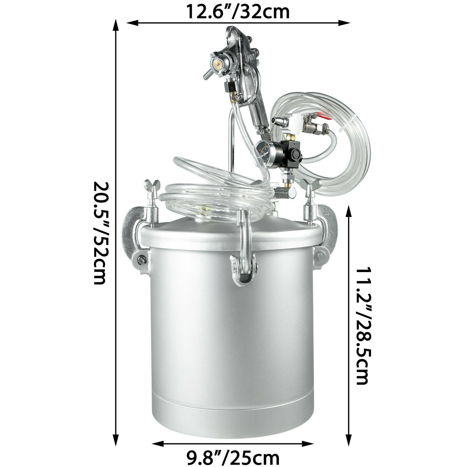 VEVOR Paint Tank 10L Pressure Pot Paint Sprayer 2.5 Gallon Pressure Spray Gun Regulator (10L 1.5mm)
