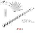 ESPLB Metal Scalpel Knife Blades #11 Non-slip Cutter Engraving Craft Knives Blades for Mobile Phone Laptop PCB Repair Hand Tools