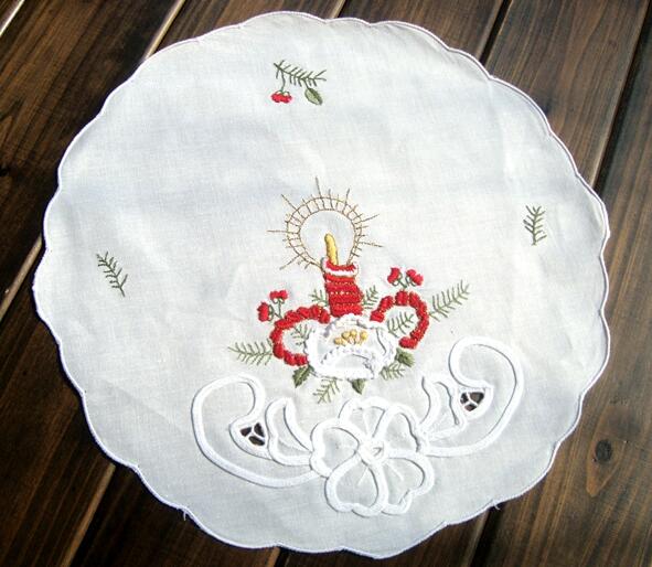 HOT White embroidery table place Mat cloth cotton round Placemat drink kids doily dining Coaster pot mug cup holder Pad Kitchen