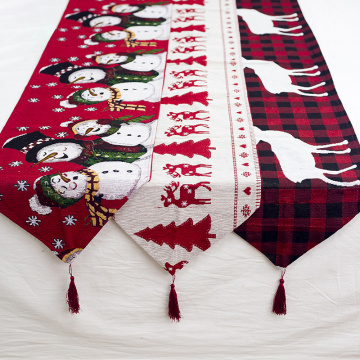 Creative Christmas Coffee Table Decoration Tablecloth Christmas Decorations Cotton And Linen Embroidery Christmas Table Runner