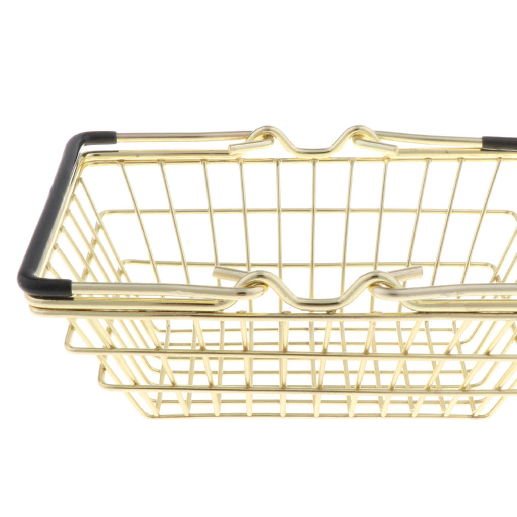 Mini Shopping Basket with Sturdy Metal Frame, Pen/ Pencil/ Cards Holder Desk Storage Toy
