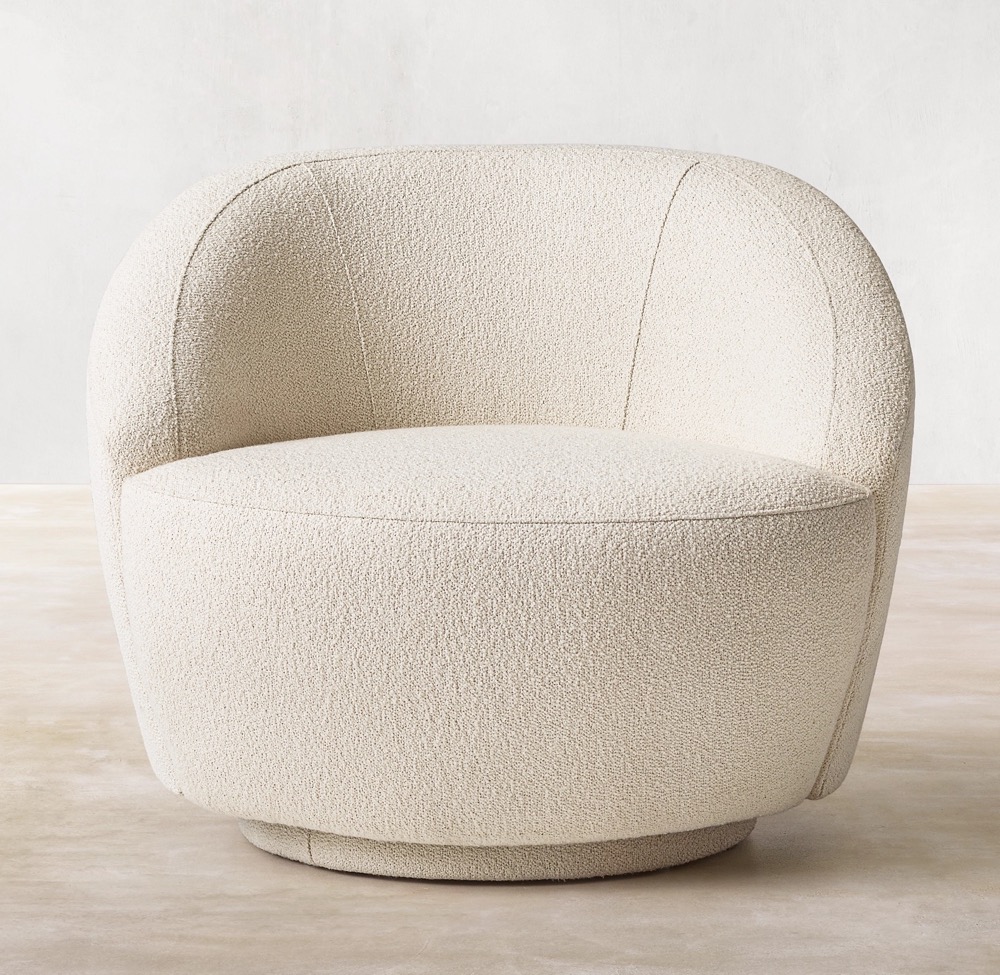 Modern Boucle Fabric Lecco Swivel Chair for home