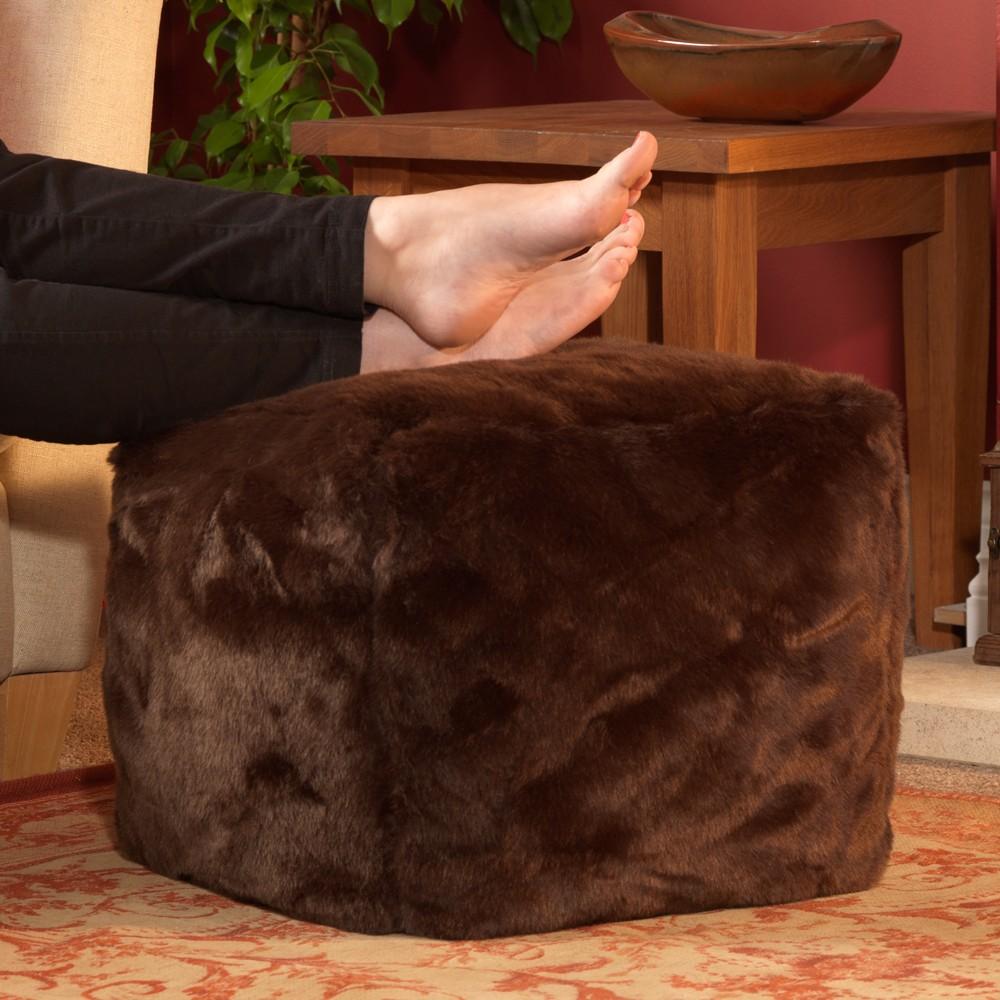 COVER ONLY NO FILLER - EXCLUSIVE and elegant bean bag in fur footstool and ottomans, CUBE seat, foot rest chair