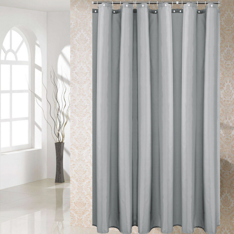Solid Color Shower Curtain 180CM Waterproof Bathroom Partition Curtain White polyester moisture-proof shower curtain D50
