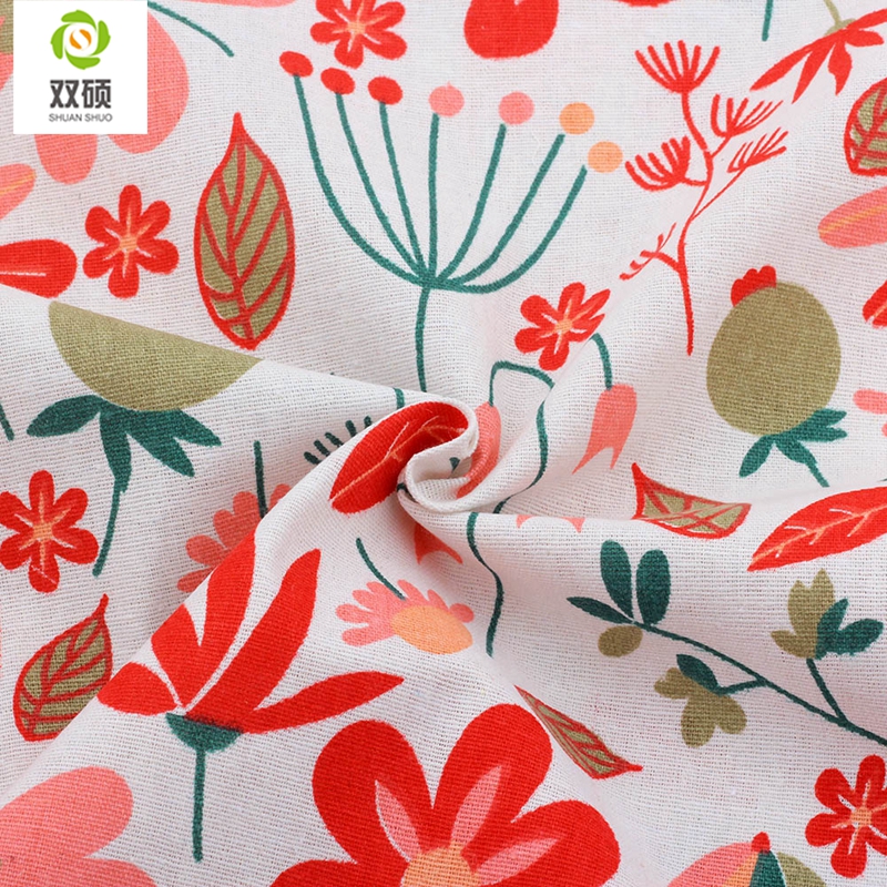 5pcs/Lot Floral Color Series Patchwork Printed Cotton Linen Fabric For DIY Quilting&Sewing Placemats,Bags Material,20x30cm