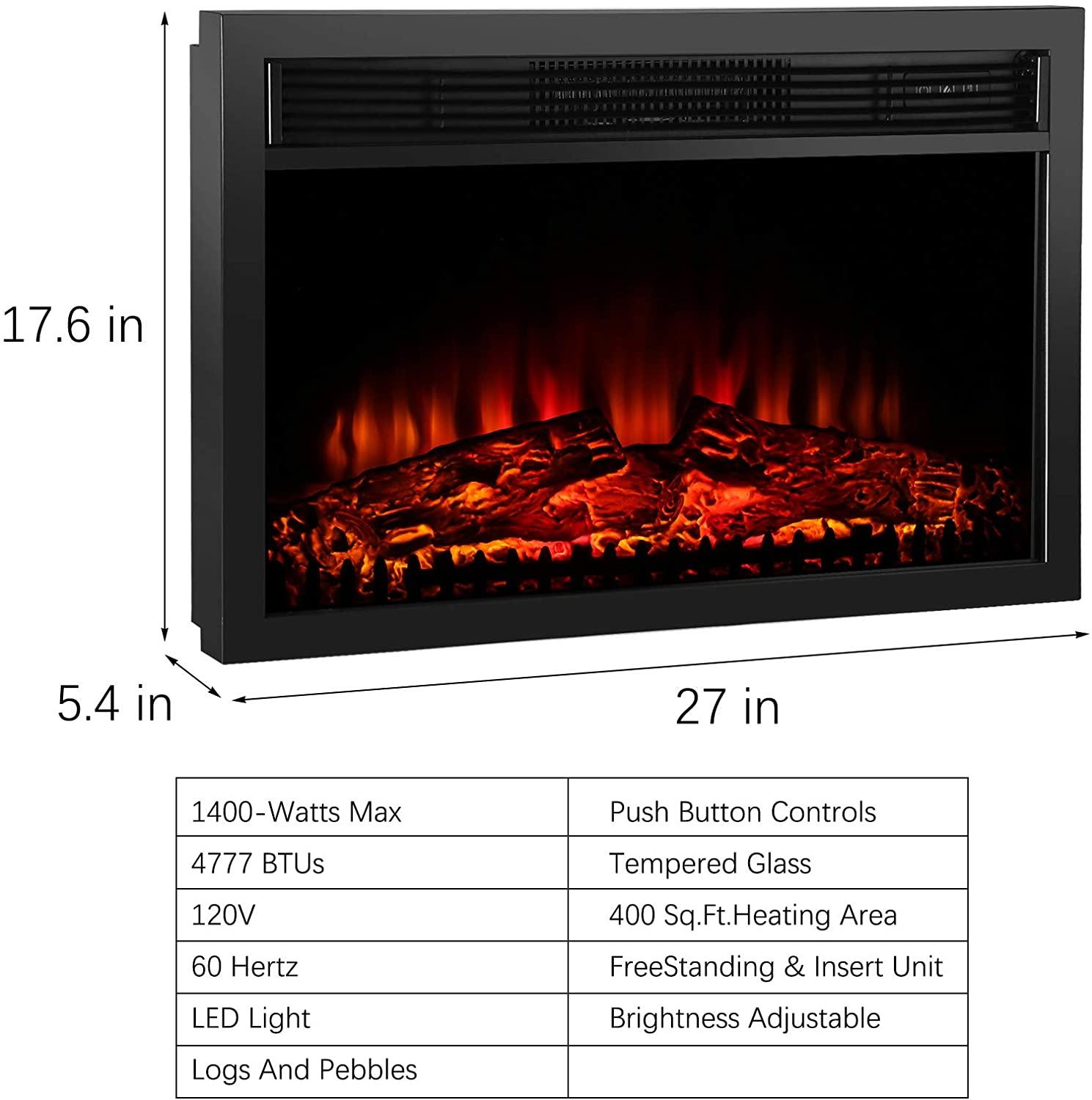 Embedded Electric Fireplace Freestanding Stove Overheating Safety Protection Portable Indoor Space Heater Easy to Assemble US