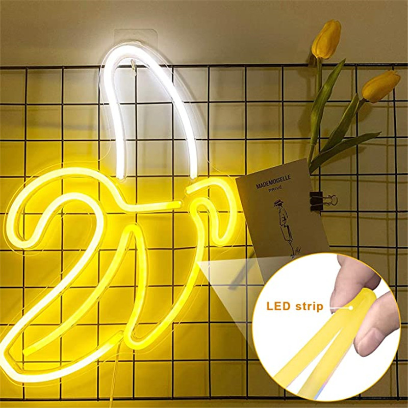 Neon Light Sign Banana Neon Signs Neon Pub LED Neon Lights Art Wall Decorative for Room Wall Kids Bedroom Gift Party Bar Decor